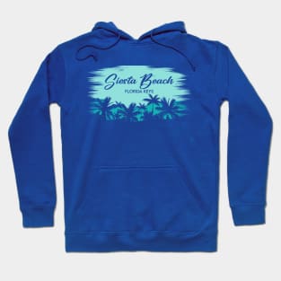 Siesta Beach Siesta Key Florida Retro Beach Landscape with Palm Trees Hoodie